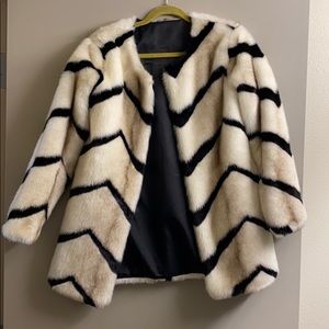 Striped Faux Fur Coat